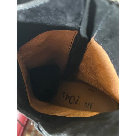 No. 704 Black Booties Pansy Suede Ruffle Ankle Boots Booties Size 39.5/ US 9 - Picture 5 of 9